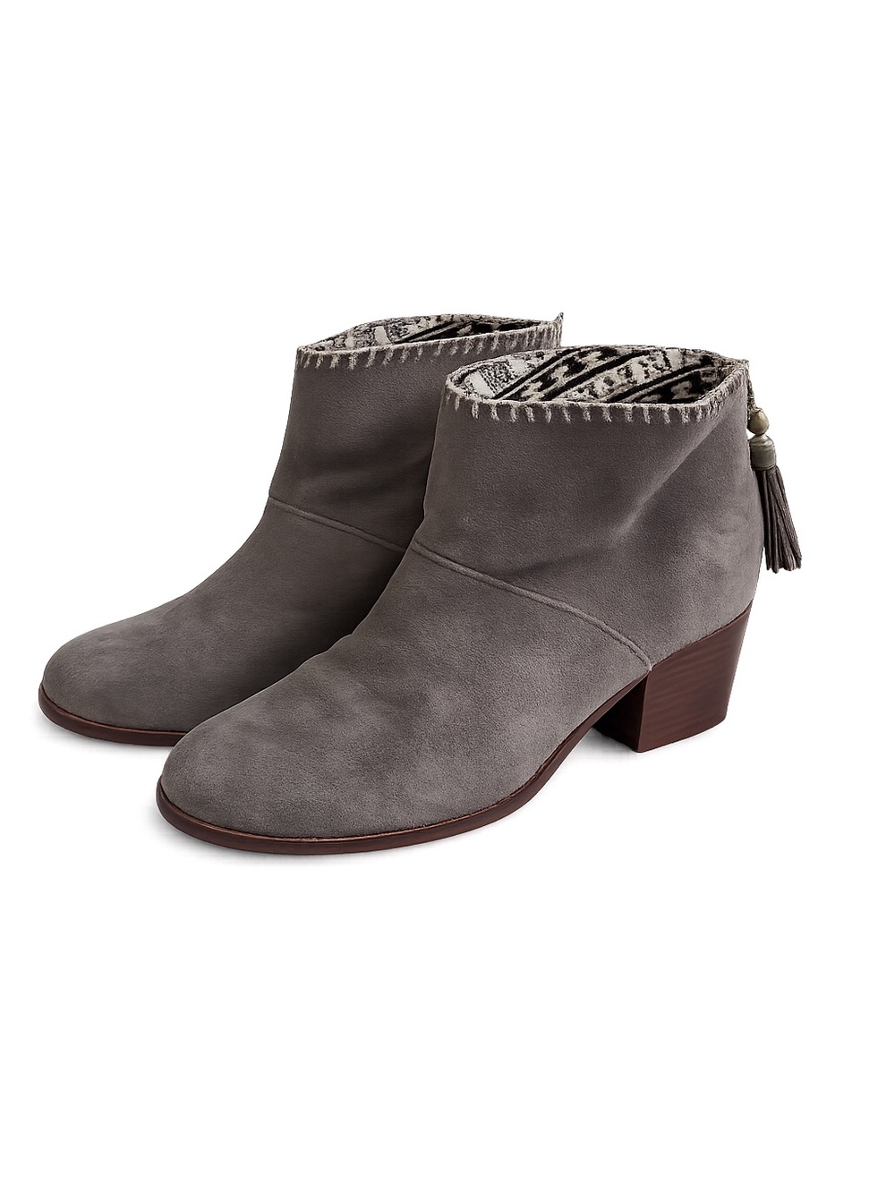 Toms Gray Suede Tassel Ankle Boots